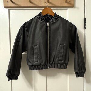 Zara Girls Faux Leather Bomber, Size 8-9